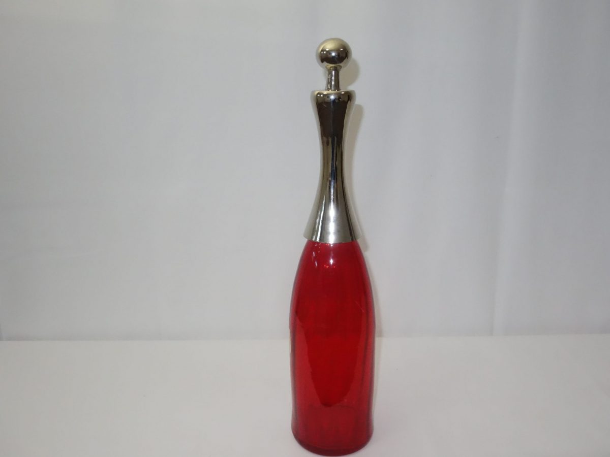 Fľaša červené sklo dekorácia – Obrázok 6