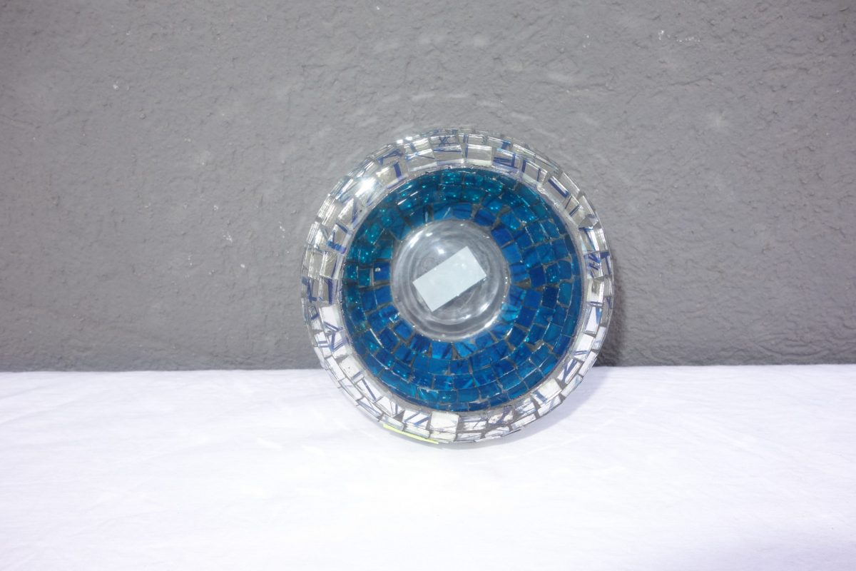 Dekorácia z lepeného skla modrá - chróm – Obrázok 5