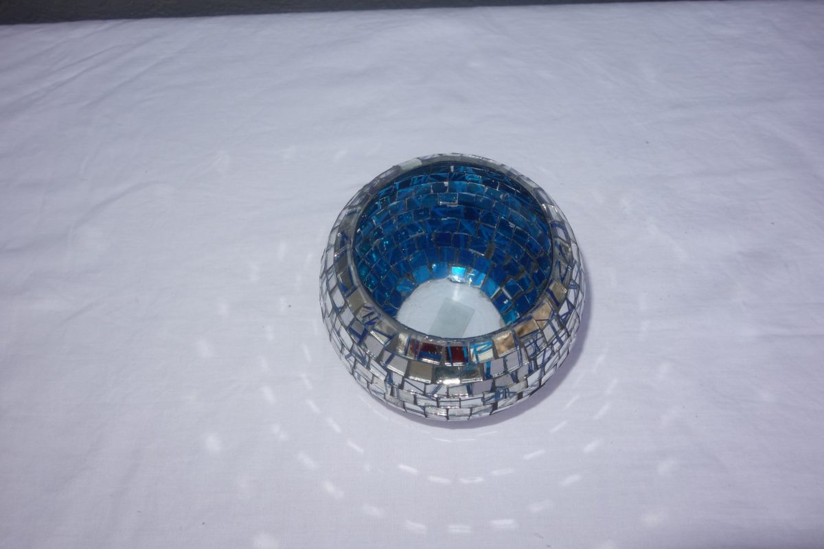 Dekorácia z lepeného skla modrá - chróm – Obrázok 3