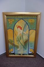 Obraz-zamyslená žena- replika"Alfons Mucha"