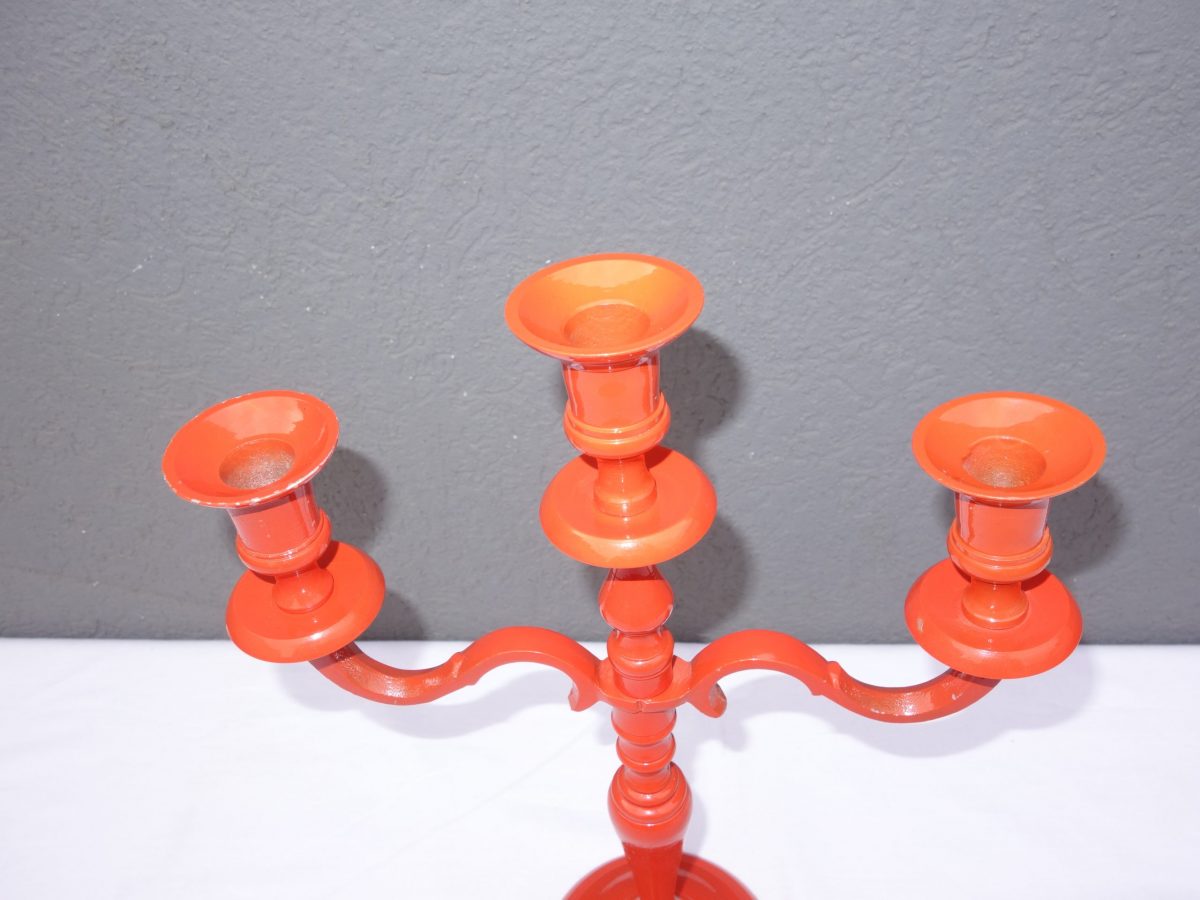 Svietnik oranžový 3 ramenný 37 cm – Obrázok 8