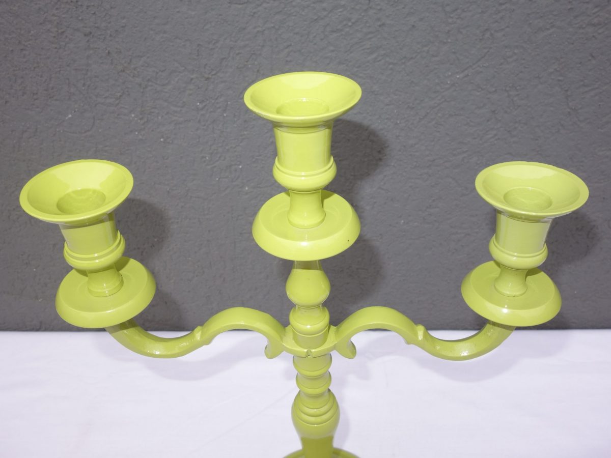 Svietnik zelený "OLIVA" 3 ramenný 37 cm – Obrázok 2