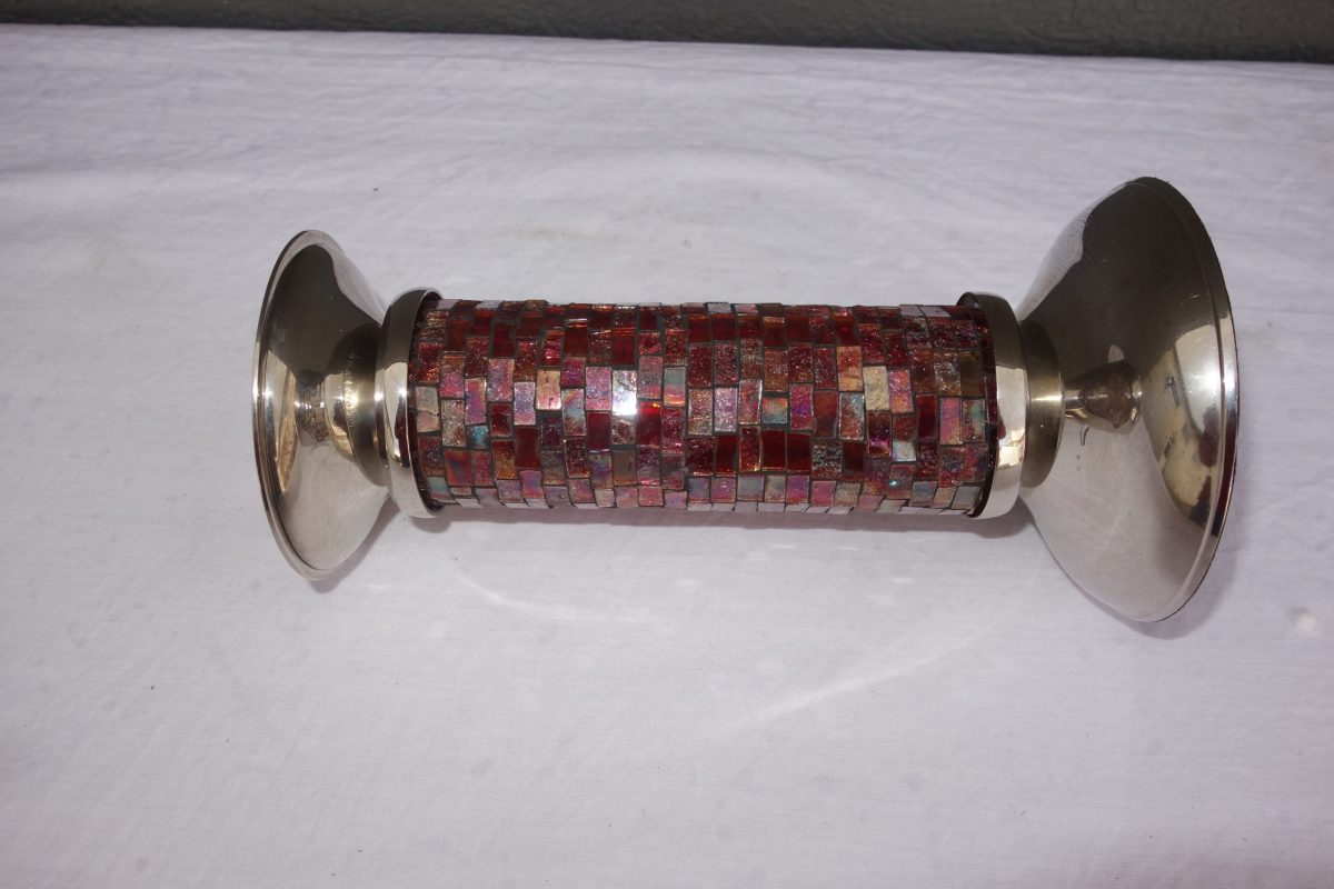 Svietnik  z  lepeného  červeného  skla  - 21  cm – Obrázok 6