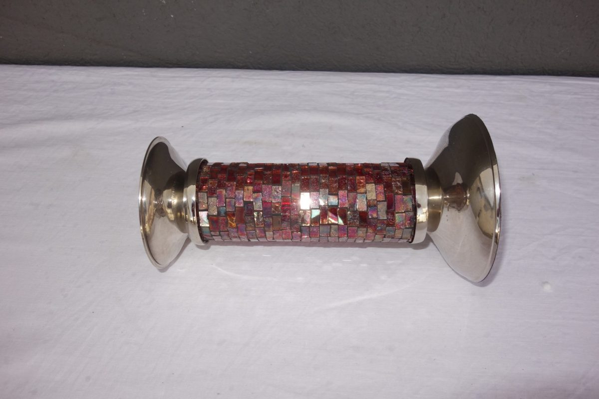 Svietnik  z  lepeného  červeného  skla  - 21  cm – Obrázok 2