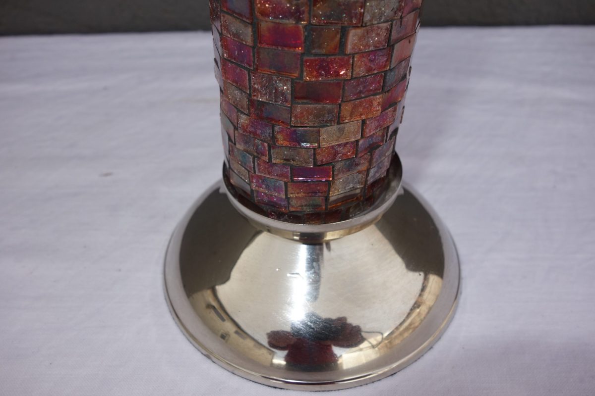 Svietnik  z  lepeného  červeného  skla  - 21  cm – Obrázok 4