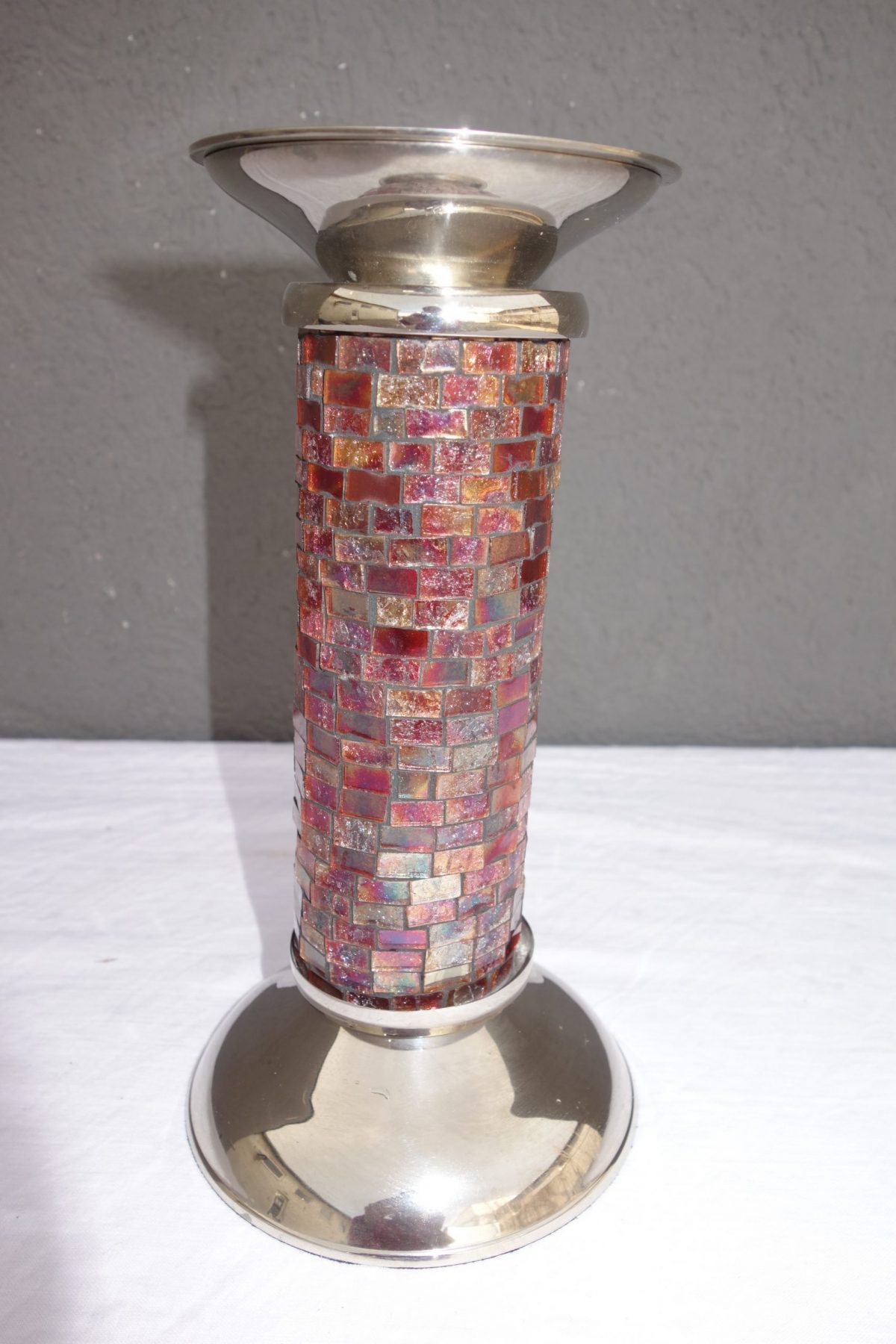 Svietnik  z  lepeného  červeného  skla  - 21  cm – Obrázok 3