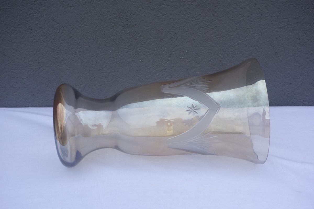 Sklenená  váza  so  zaujímavým  vzorom  s  jemným   oranžovým  nádychom – Obrázok 4