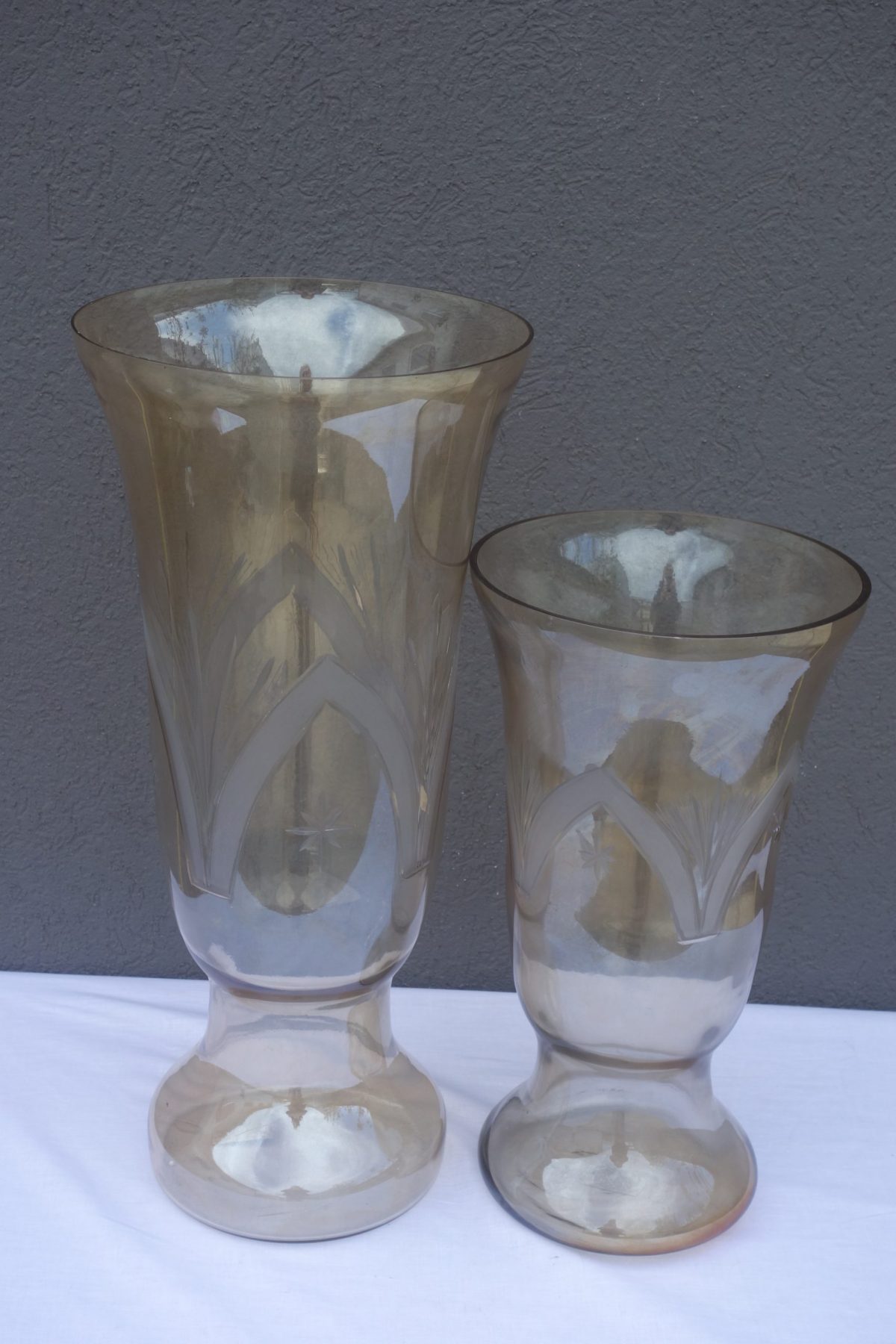 Sklenená  váza  so  zaujímavým  vzorom  s  jemným   oranžovým  nádychom – Obrázok 5