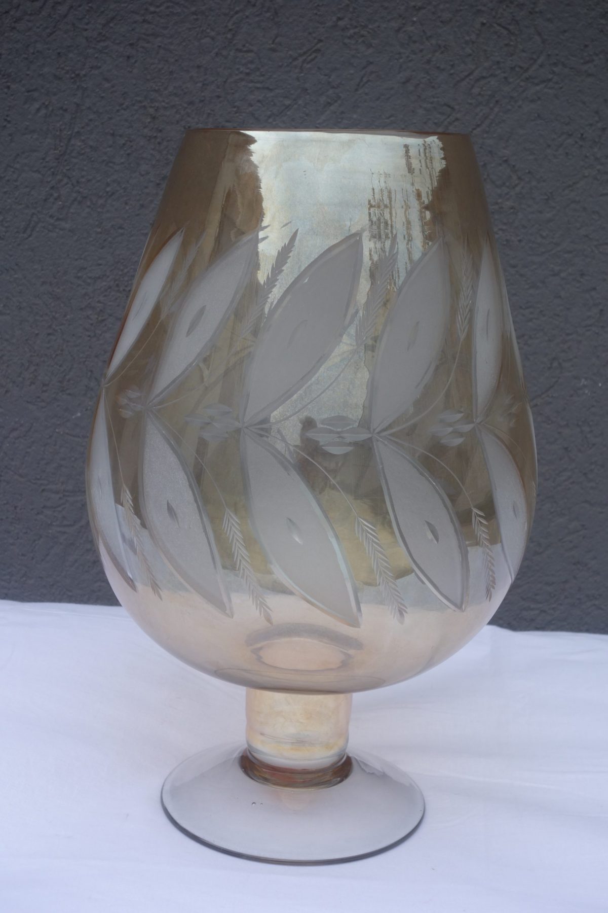 Sklenený   pohár  s  nádychom   jemnej  oranžovej   farby  "MAXI" – Obrázok 5