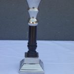 Svietnik   čierny   drevo  -  chróm