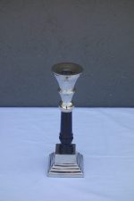 Svietnik   čierny   drevo  -  chróm – Obrázok 2