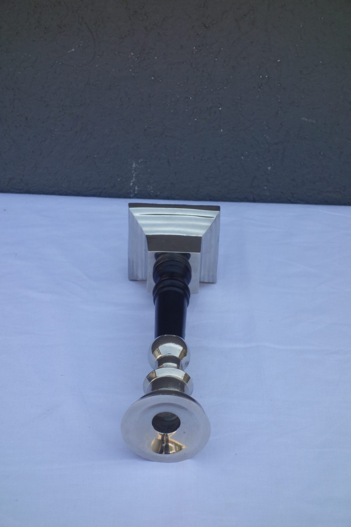 Svietnik   čierny   drevo  -  chróm – Obrázok 4