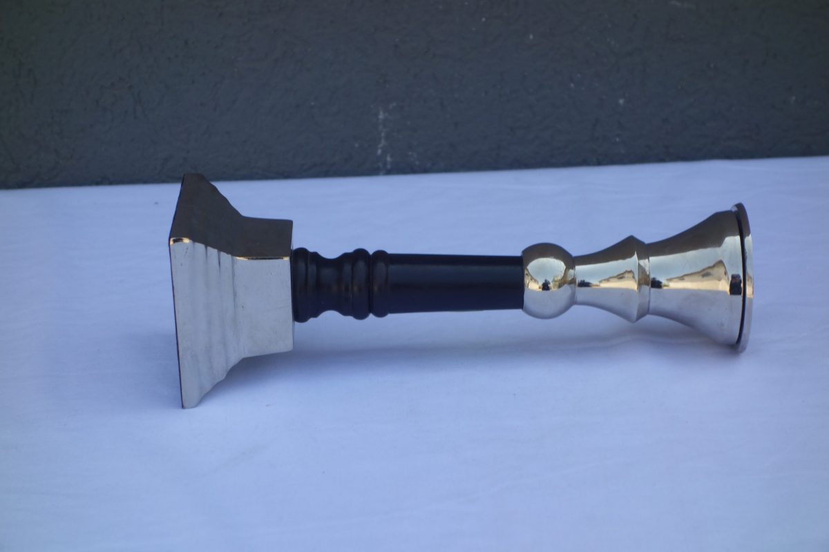 Svietnik   čierny   drevo  -  chróm – Obrázok 5