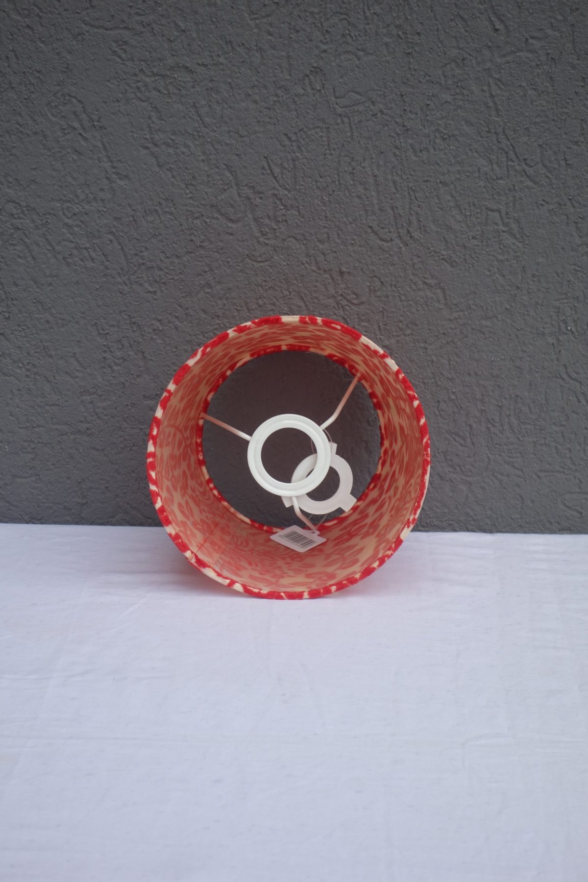 Tienidlo  na   nočnú   lampu   -   bielo  -  červené   -  zamat   16   x   20   cm – Obrázok 2