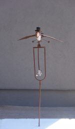 Záhradná   dekorácia    vtáčik  s  klobúkom – Obrázok 4