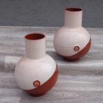 Váza   keramická   –   ružovo   –    hnedá  -  26  cm