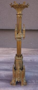 Svietnik   kostolný   neogotický    pozlátený – Obrázok 2