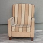 Kreslo    pruhované    hnedo    -    béžové