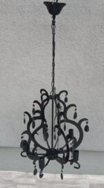 Luster    rustikálny   čierny    s    krištáľmi – Obrázok 4
