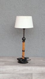 Lampa    stolná    bambusová    s   kovovými    prvkami – Obrázok 2