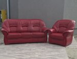 Súprava    sedacia   celokožená   v   bordovej   farbe