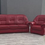 Súprava    sedacia   celokožená   v   bordovej   farbe