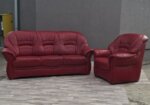 Súprava    sedacia   celokožená   v   bordovej   farbe – Obrázok 3