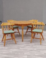 Set    jedálenský    z    masívu    (   okrúhly    stôl    +    4    stoličky  ) – Obrázok 3