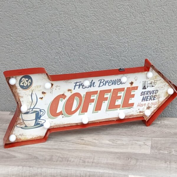 Tabuľa     retro     svetelná    –  "  Fresh    Brewed   COFFEE  "