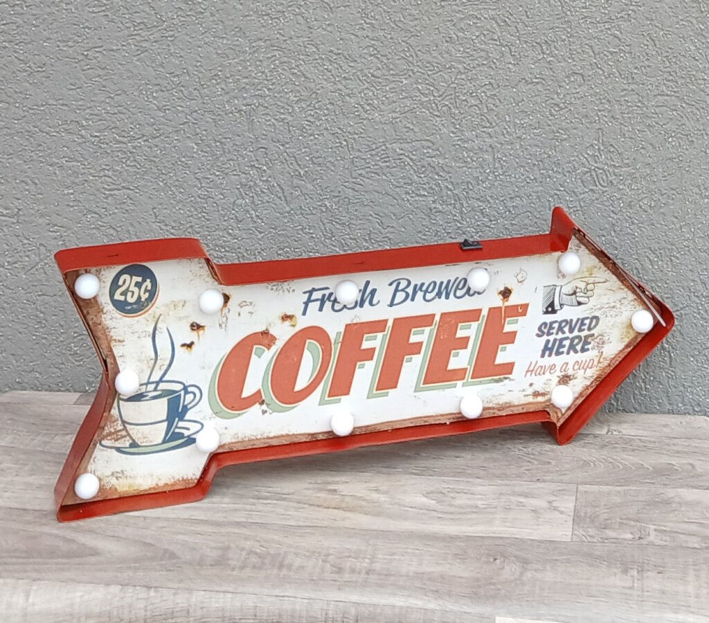 20260826_093655 Tabuľa retro svetelná – " Fresh Brewed COFFEE " – Obrázok 1