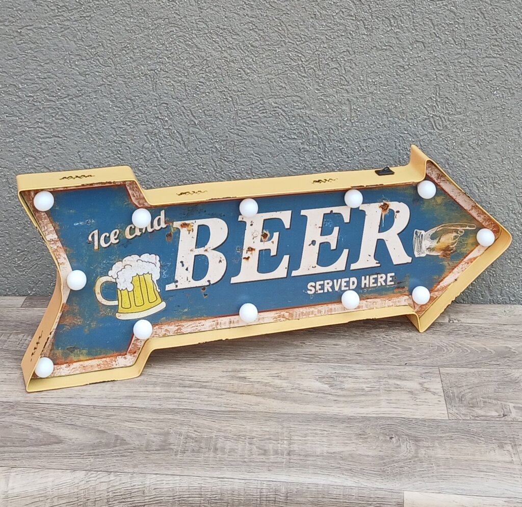 20260826_094217 Tabuľa retro svetelná - „ Ice cold BEER “ – Obrázok 1