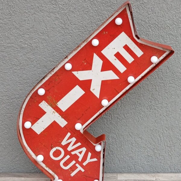 Tabuľa    retro    svetelná     –    „  EXIT   –   WAY  OUT  “