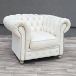 Kreslo    Chesterfield    -   biele